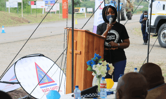 Rise Director Celiwe Dlamini Speaking During Mgcini WeSive Road Safety Campaign Launch